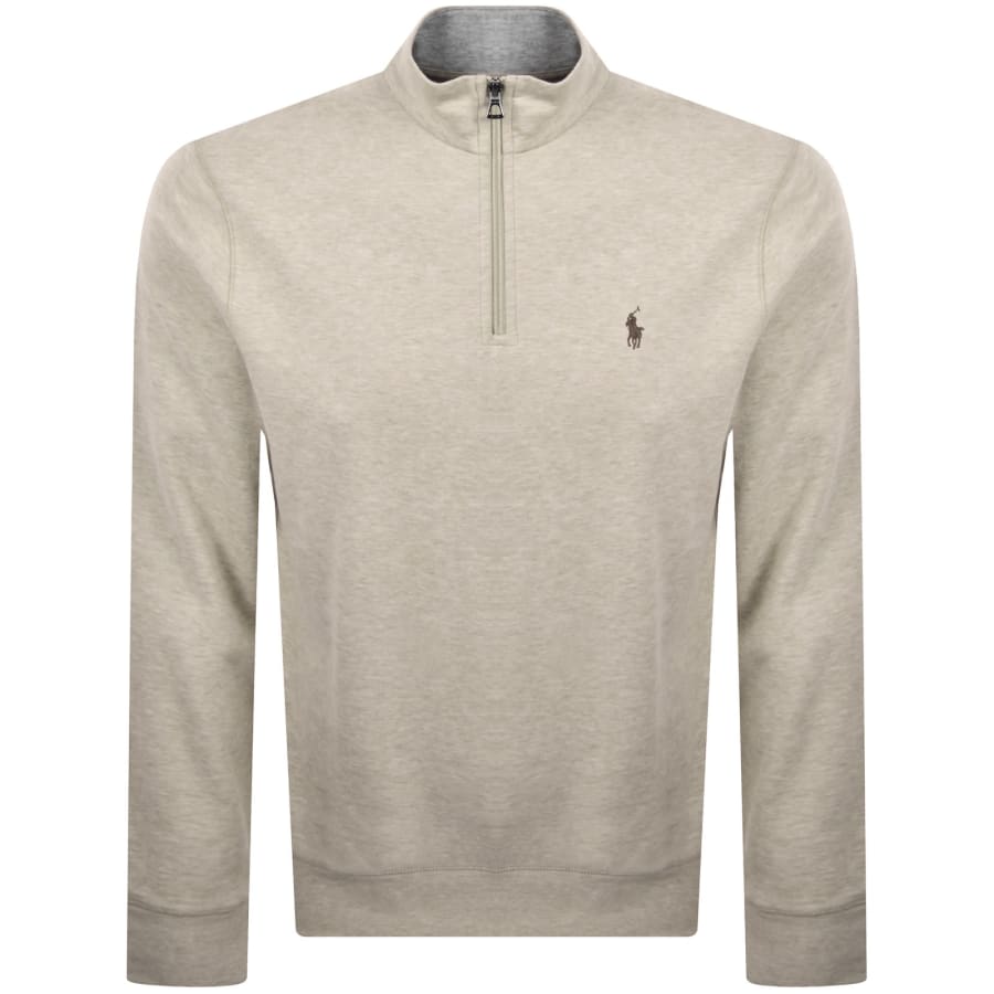 Ralph Lauren Quarter Zip Sweatshirt Beige | Mainline Menswear us